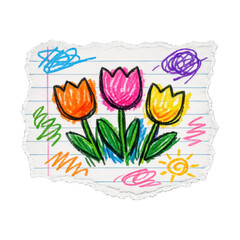 Fototapeta premium PNG Colorful hand-drawn tulip illustration.