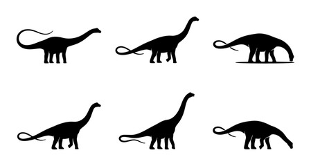 Dinosaur Silhouettes Vector Pack: Brontosaurus, Sauropod, Prehistoric Reptile Icons for Educational and Creative Projects © Mamun