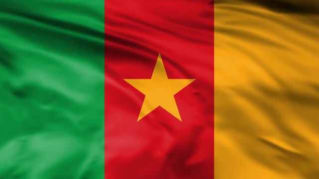cameroon flag waving background loopable 4k, national flag of cameroon waving in wind.
