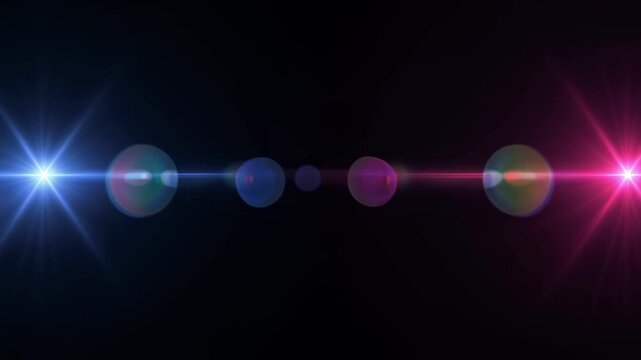 Two Abstract Lights Colliding, Blue vs Pink Lens Flare Animation