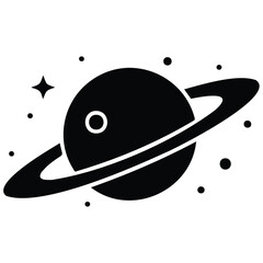 Planet saturn vector silhouette illustration line art celestial ring space icon design. © MDRAYHAN