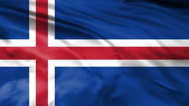 national flag of iceland waving in wind 4k loopable, realistic icelandic flag animation loop with alpha channel.
