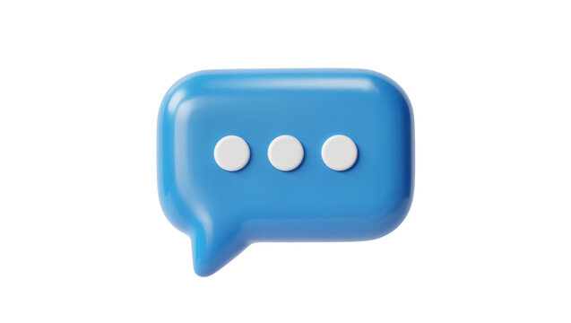 Blue speech bubble with three white dots