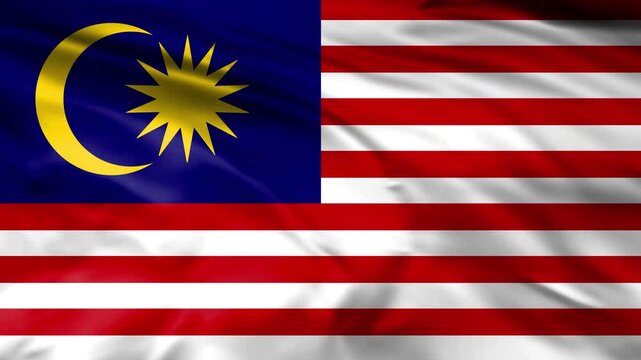 national flag of malaysia waving in wind 4k loopable, malaysian flag animation loop.