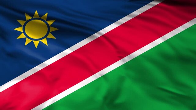 national flag of namibia waving in wind 4k loopable, namibia flag waving animation background.