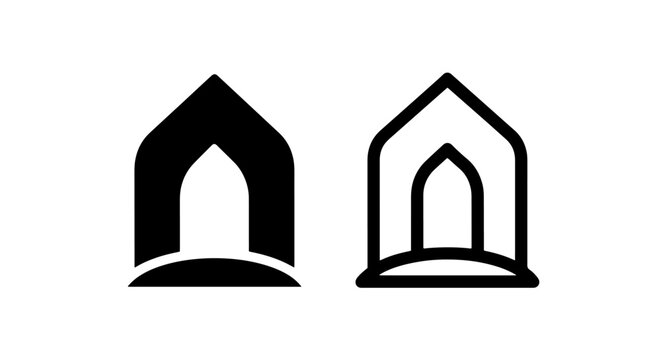 Architectural archway or building entrance minimalist icons