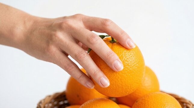 Pick an orange from a basket of oranges.
