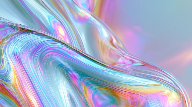 Smooth iridescent soap-bubble gradients swirling in pastel holographic colors
