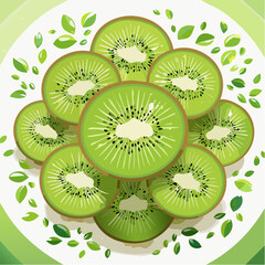 Fototapeta premium Kiwi-Scheiben dekorativ angeordnet
