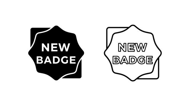 New badge tag icons in solid and outline black style