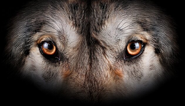 wolf eyes on black background