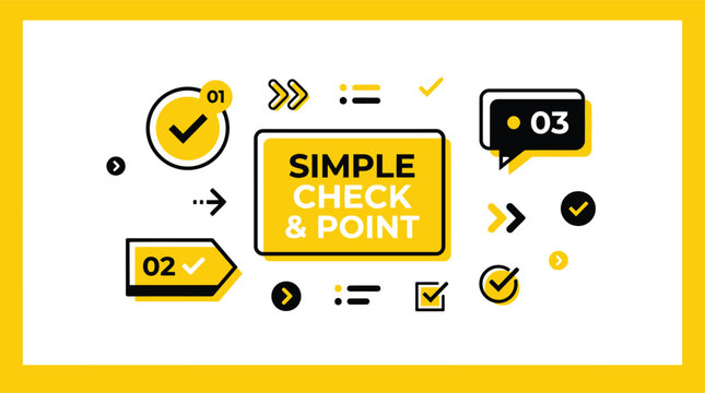 Simple point infographic template yellow black presentation layout for business data design