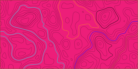 Hot pink abstract background with intricate topographic contour lines topography abstract geography elevation cartography background geometric navigation © Samim islam