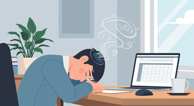 Overworked Individual Exhausted From The Demands Of His Professional Duties Illustration