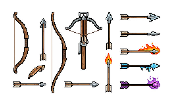 Collection of Medieval fantasy bow and arrow set.