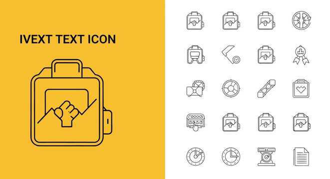 A graphic design of various icons including a briefcase with a checkmark on a yellow background and white space.