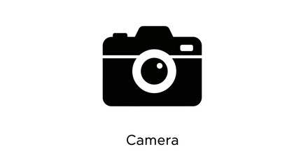 A camera icon stands alone on a white background with no additional photography elements nearby © Pata
