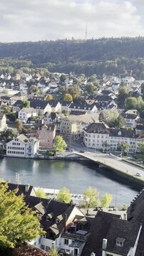 Schaffhausen, Switzerland &ndash; October 11, 2025: Panoramic views of the historic city and surrounding landscape from Munot Fortress on a sunny autumn day. Editorial use only.