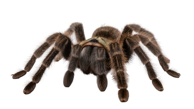 Hairy brown tarantula spider with eight legs