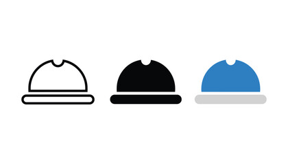 Fototapeta premium Safety hard hat construction icon set for industrial work and engineering safety concepts in professional flat vector design style for safety manuals and construction sites