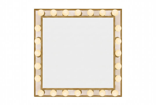 Hollywood Style Square Vanity Mirror with Glowing Light Bulbs