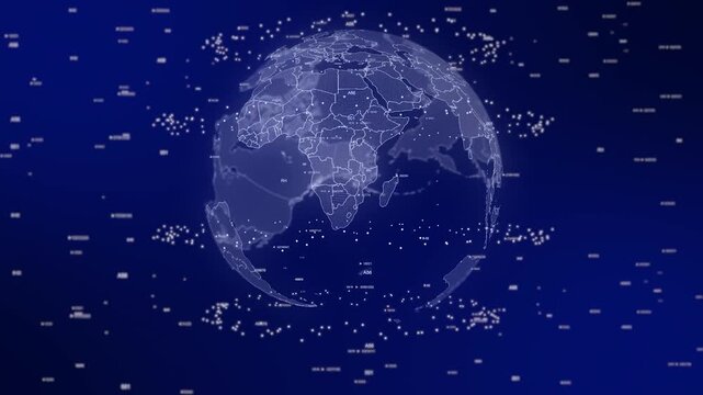 Digital holographic map of Botswana with financial data charts and stock market indicators on a blue global network background for international business news report.