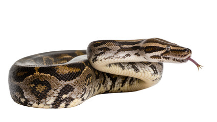Fototapeta premium Boa constrictor snake coiled with tongue flicking