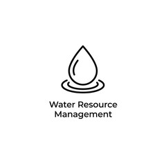 Fototapeta premium A black line drawing of a water droplet with curved lines below on a white background aquatic drop fluid