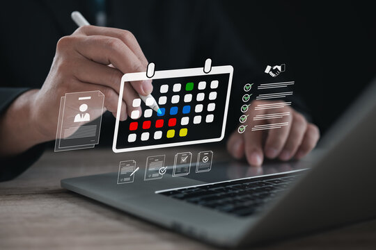 Project management concept featuring digital task scheduling and workflow planning, representing business organization, team collaboration, project timeline, productivity, resource management and stra