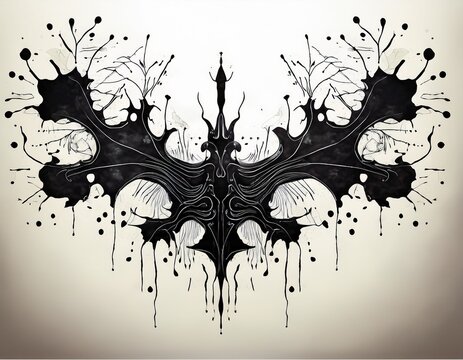 rorschach inkblot test on white or white background