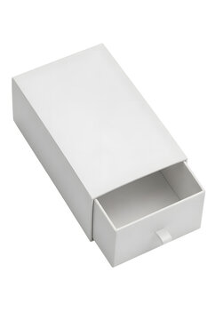 White Blank Sliding Drawer Packaging Box Mockup With Open Empty Carton On Transparent Background
