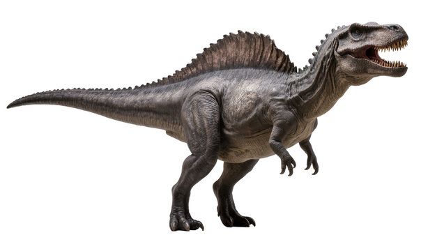 Spinosaurus dinosaur with sail on back sharp teeth, and claws