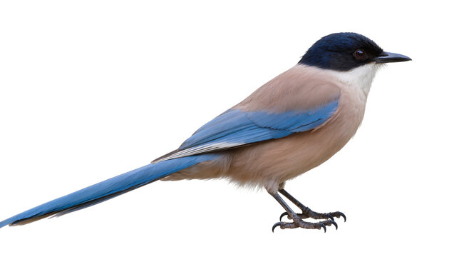 Azure-winged Magpie bird with blue wings and black head
