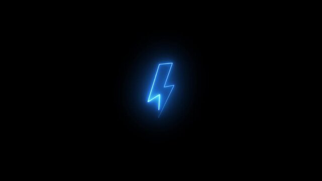 saber color glowing icon animation video on black background.Glowing 4 k....