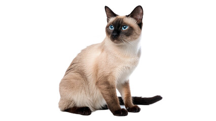 Elegant Siamese cat domestic pet sitting gracefully isolated on a transparent background © David