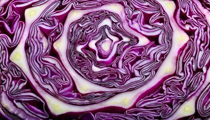 Obraz premium fresh purple red cabbage slices background texture pattern
