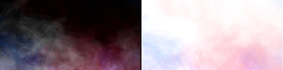 Fototapeta premium Abstract ethereal smoke or colorful fog floating isolated on transparent background for creative digital graphic design. 4th July Independence Day Graphics