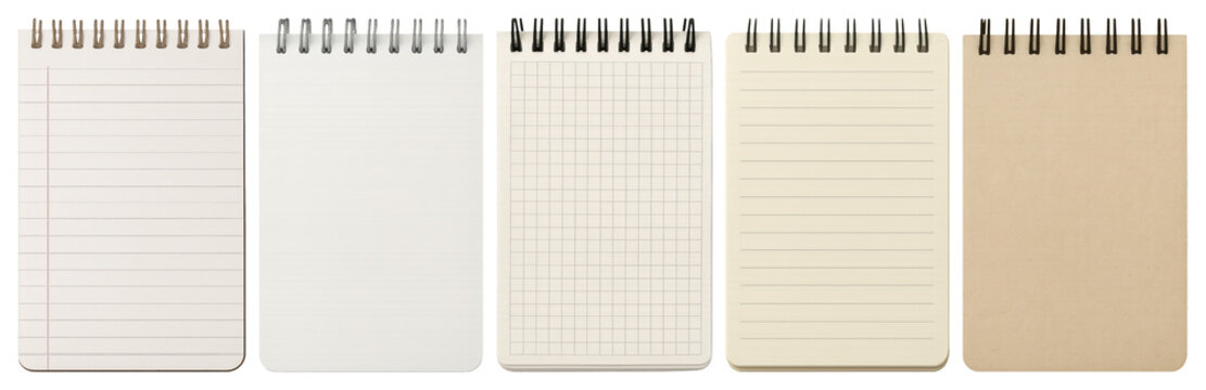 PNG Variety of spiral notebooks displayed, transparent background