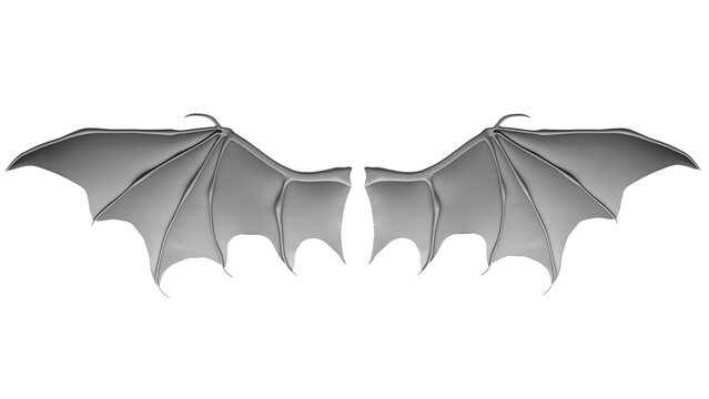 An image showing an example of a bat wing, a fantasy creature, and a wing resembling a dragon's or bat's head on a transparent background. Example of a dragon wing.