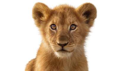 Lion cub face portrait with fluffy mane and big eyes © Alaric