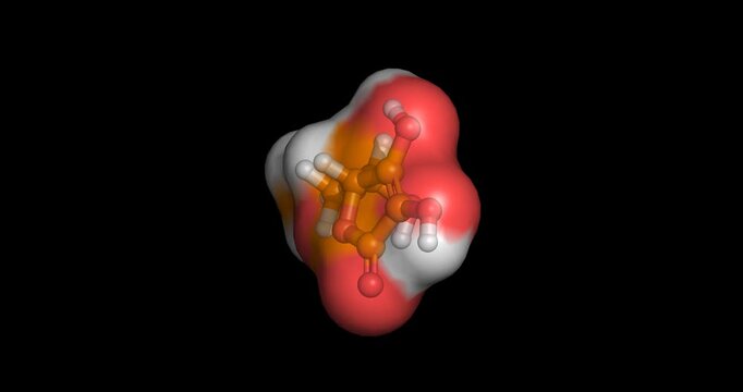 Vitamin C (ascorbic acid), 3D molecule 4K spinning