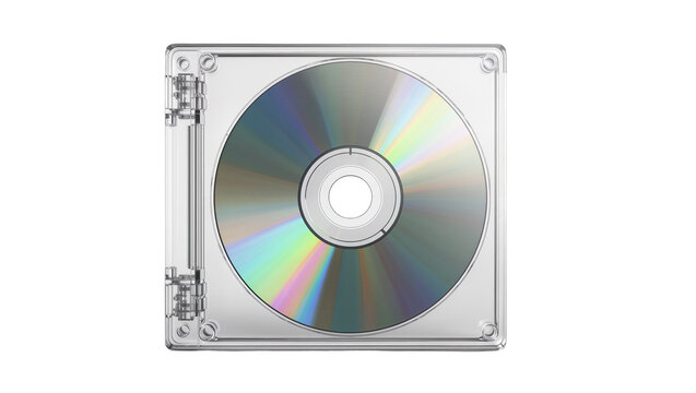 Clear plastic CD jewel case with shiny disc inside