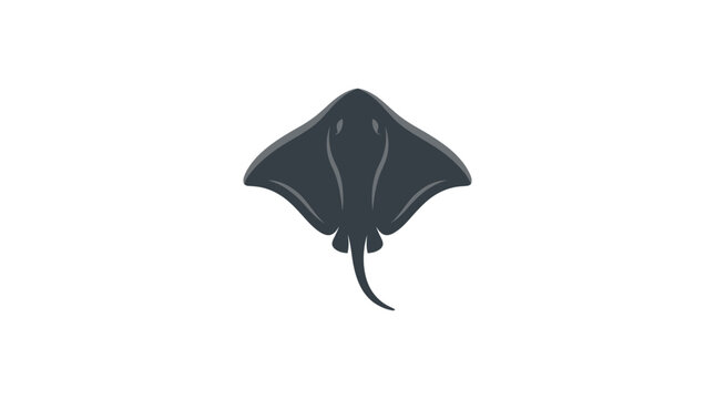 Black stingray swimming in water column.