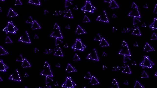 Hundred triangel violet and puple element dimension rotating abstract black background