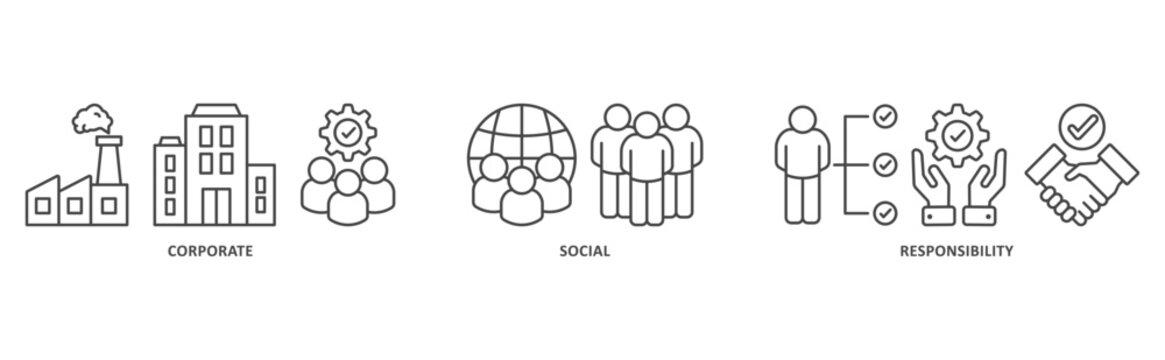 CRS banner web icon illustration with icon of corporate, social, responsibility