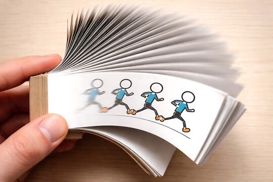 Flipbook Animation of Running Stick Figures