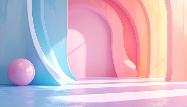 Pastel Abstract Arch Interior