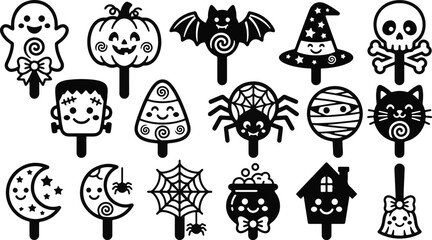 Fototapeta premium Halloween vector bundle cute spooky icons for party decorations scrapbooking and digital design projects