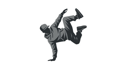 Obraz premium Man in suit doing breakdancing move.