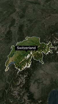 Animated 3D map of Switzerland with border and name in 1080p short video format